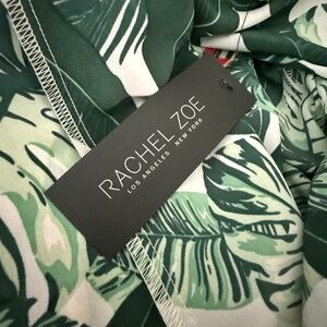 Rachel Zoe Green and White Tropical Print Swim Coverup one size NWT